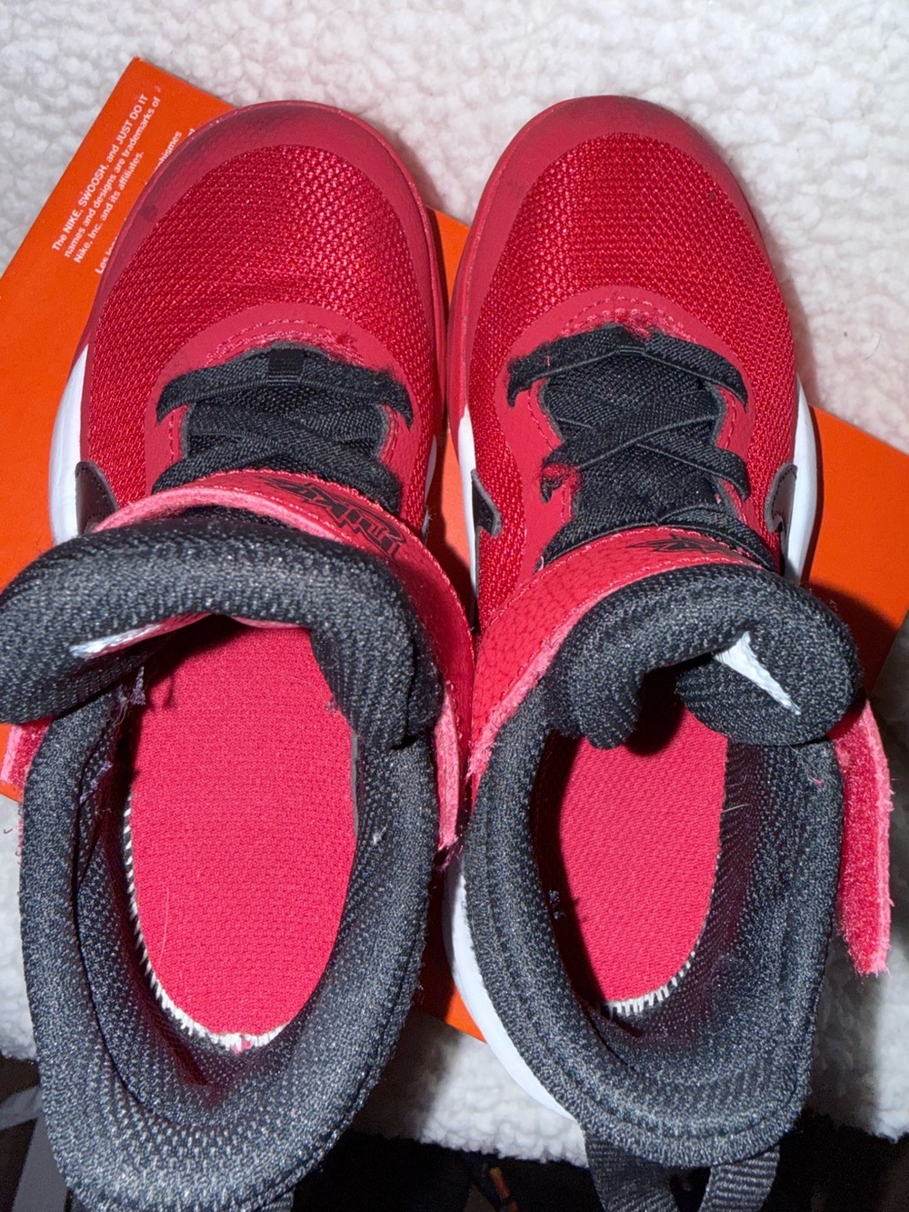Nike Team Hustle Kids Red and Black Velcro Athletic Sneakers, Size 11C - Picture 5 of 6